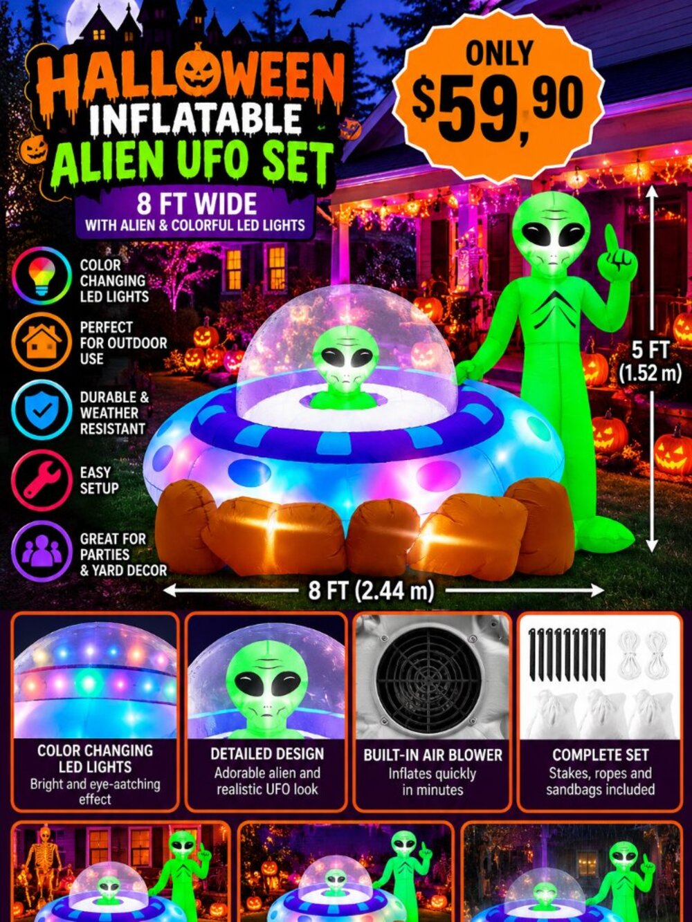 8ft Inflatable Halloween ET